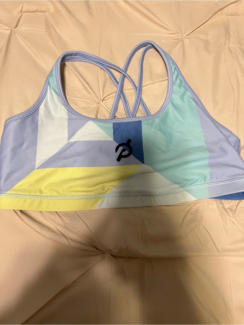 Peloton Pastel Geometric Strappy Sports Bra - Multicolor